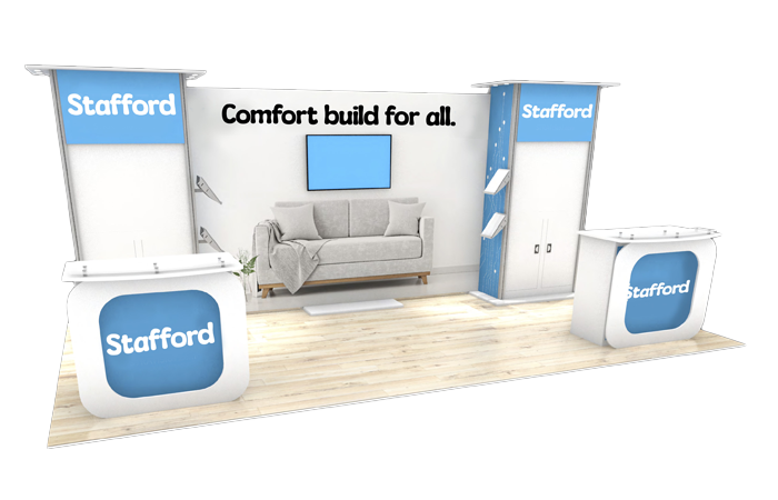 20' Stafford DesignLine Rental Exhibit w/ Counters and Towers (RT81871)