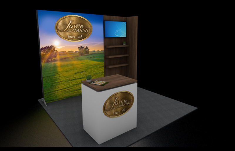 10'x 10' Backlit LightWall Display w/ Wood Accent Shelving (ID0520)