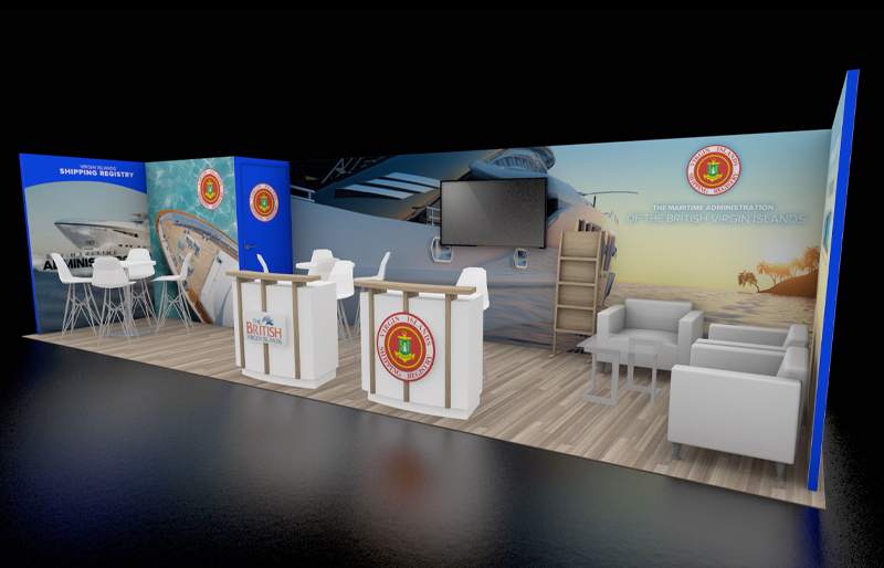 10' x 30' Modular Exhibit w/ Walk-In Storage, Reception Counters, and Meeting Areas (ID0550)