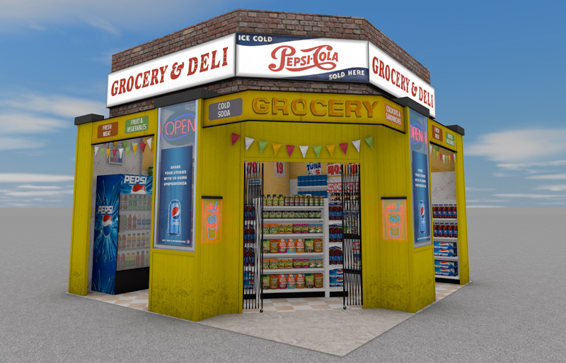 20' x 20' Outdoor Island Exhibit w/ Enclosed Retail Environment (ID0562)