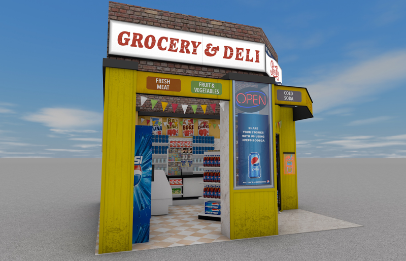 20' x 20' Outdoor Island Exhibit w/ Enclosed Retail Environment (ID0562)