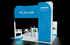 20' x 20' Custom Island Exhibit w/ Architectural Wall and HaloLit Product Kiosks (ID0564)