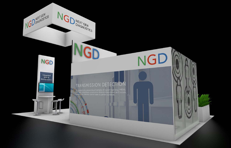 20' x 30' Island Exhibit w/ Private Conference Room and Interactive Workstations (ID0578)
