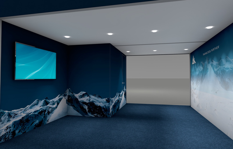 40' x 40' Custom Island Exhibit w/ Double-Deck Meeting Area and Corner Hanging Banners (ID0588)