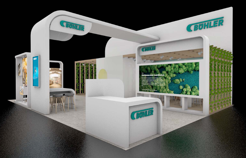 30' x 40' Scalable Custom Exhibit w/ Video Wall, Pergola Areas and Semi-Private Room (ID0597)
