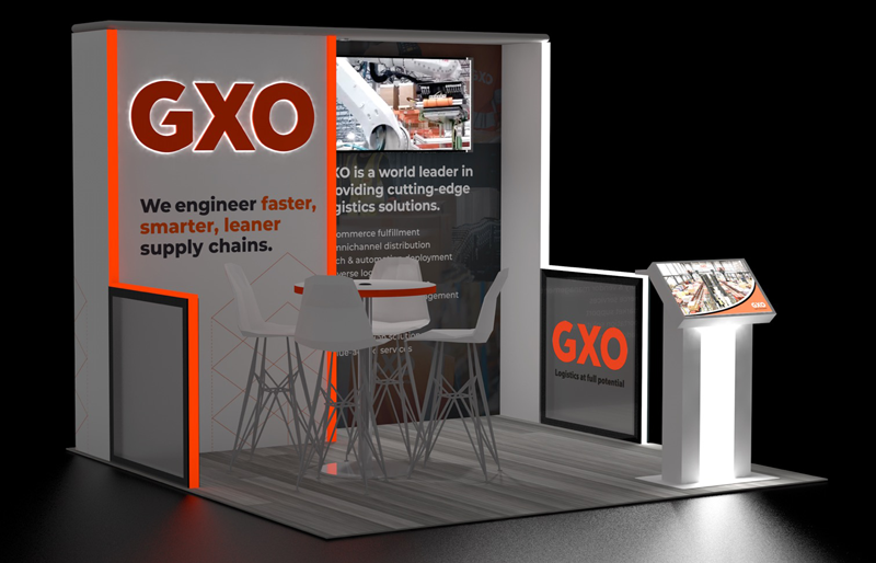 10' x 10' Scalable DesignLine Display w/ SEG Graphics, Acrylic Panels and HaloLit Logo (ID0614)