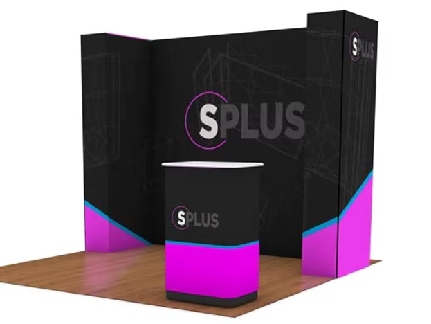 10' SPlus Double Corner SEG Fabric Pop-up Exhibit w/ Counter (DL31832N)