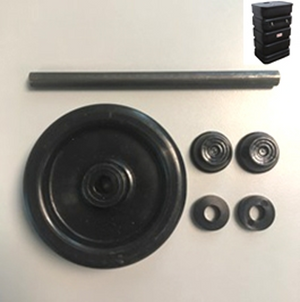 Repair RollOne (Rectangle) Wheel Kit (1 Wheel, 1 Axle, 2 Spacers & 2 Caps)